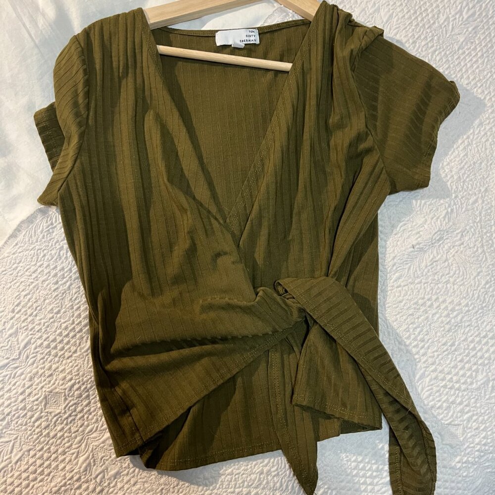 Olive - Deep V-neck top  / size L